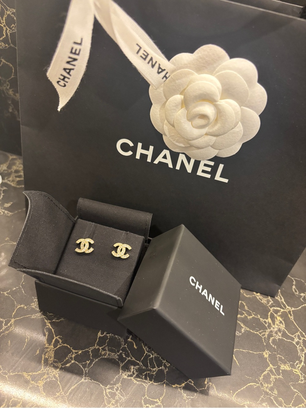 Chanel Gold CC Logo Stud Earrings